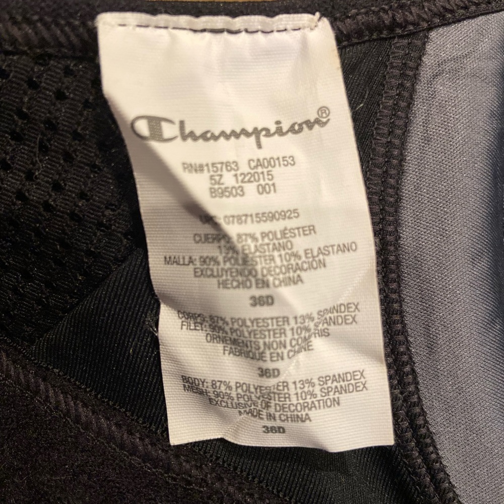 Champion black sports bra, molded cups, high support, convertible straps 34D - Picture 5 of 5